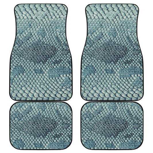 Steel Blue Snakeskin Print Front and Back Car Floor Mats