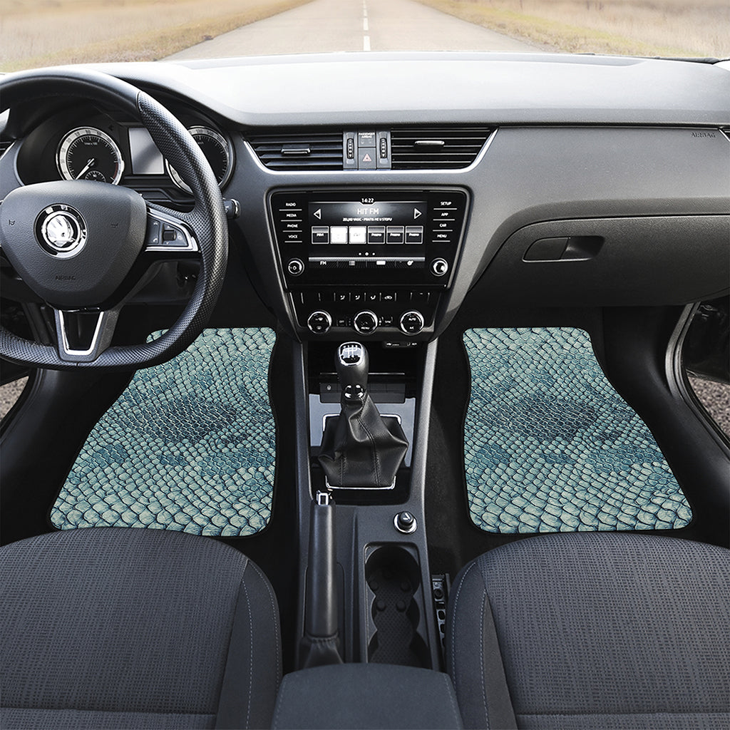 Steel Blue Snakeskin Print Front and Back Car Floor Mats