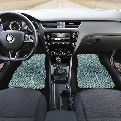Steel Blue Snakeskin Print Front and Back Car Floor Mats