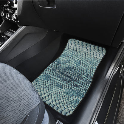Steel Blue Snakeskin Print Front and Back Car Floor Mats