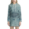 Steel Blue Snakeskin Print Pullover Hoodie Dress