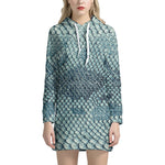 Steel Blue Snakeskin Print Hoodie Dress