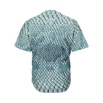 Steel Blue Snakeskin Print Men's Baseball Jersey