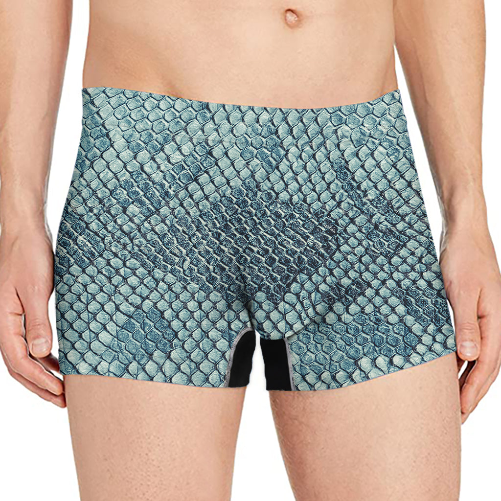 Steel Blue Snakeskin Print Men's Boxer Briefs