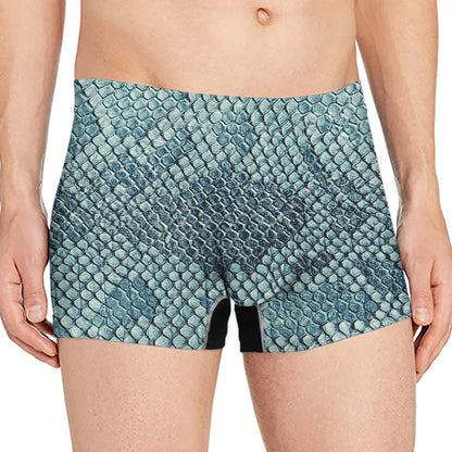 Steel Blue Snakeskin Print Men's Boxer Briefs
