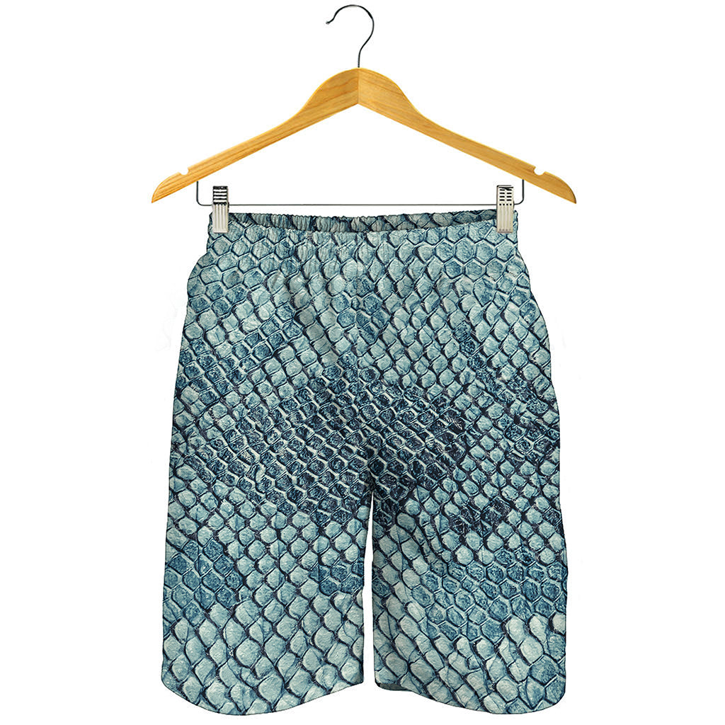 Steel Blue Snakeskin Print Men's Shorts