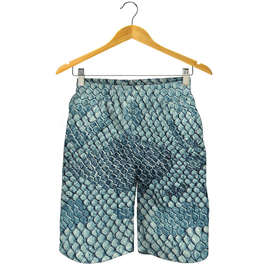 Steel Blue Snakeskin Print Men's Shorts