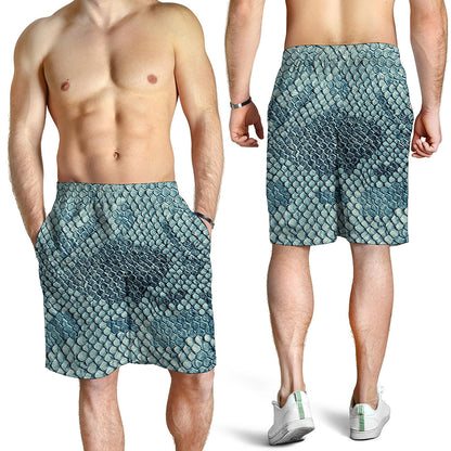 Steel Blue Snakeskin Print Men's Shorts