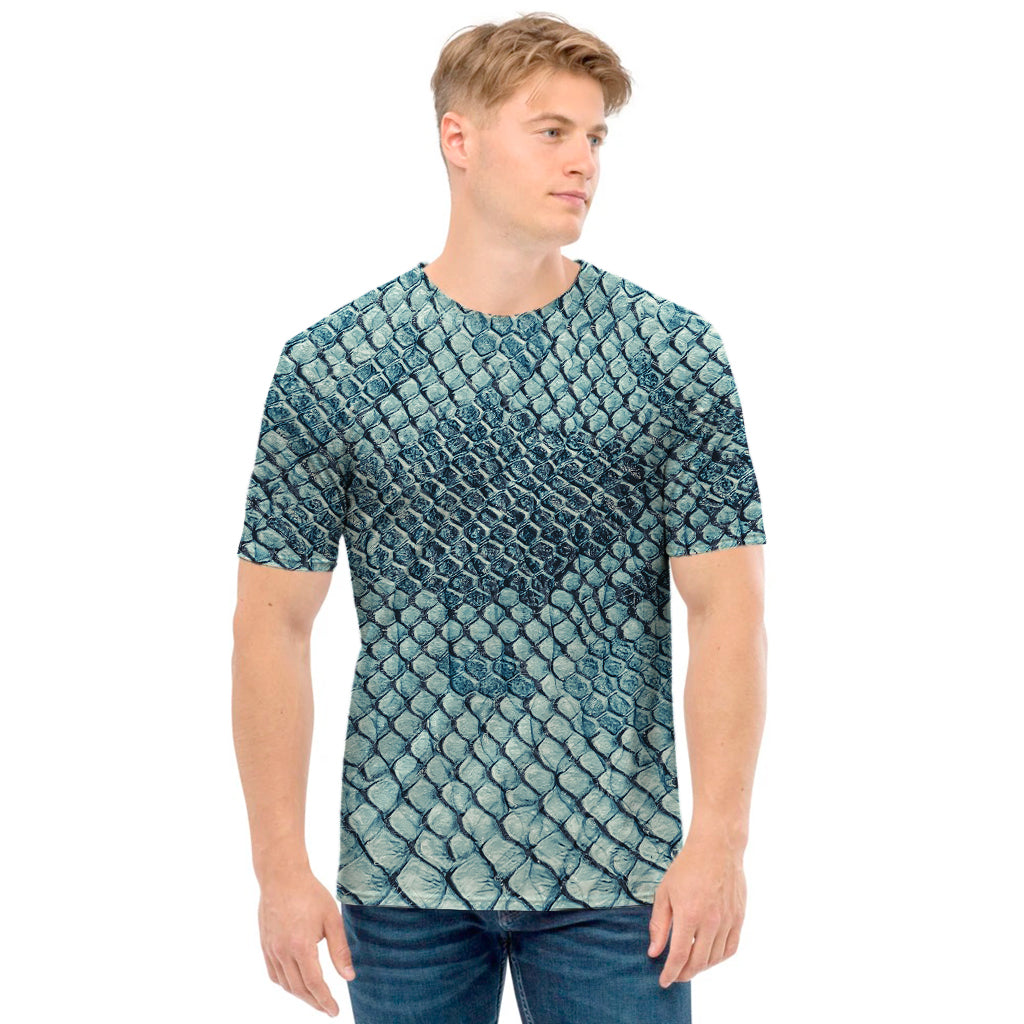 Steel Blue Snakeskin Print Men's T-Shirt