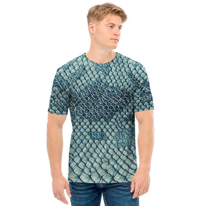 Steel Blue Snakeskin Print Men's T-Shirt