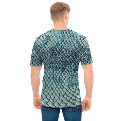 Steel Blue Snakeskin Print Men's T-Shirt
