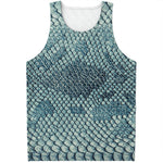Steel Blue Snakeskin Print Men's Tank Top