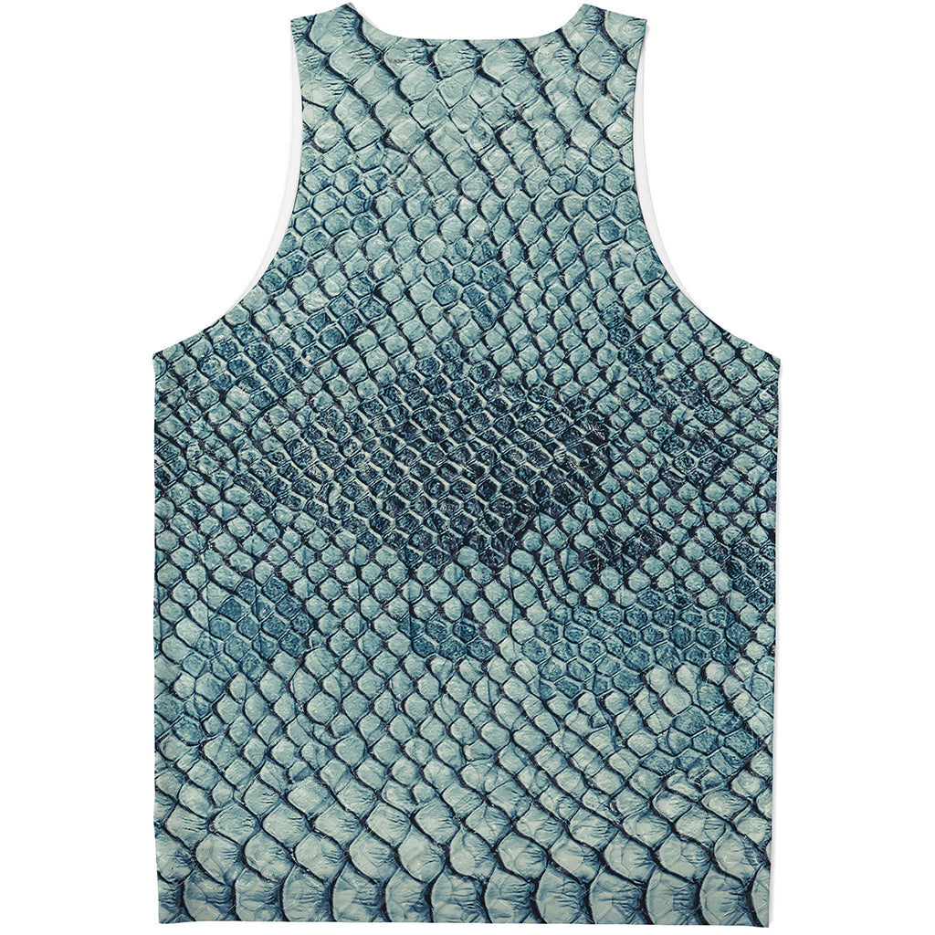 Steel Blue Snakeskin Print Men's Tank Top