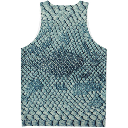 Steel Blue Snakeskin Print Men's Tank Top