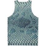 Steel Blue Snakeskin Print Men's Tank Top