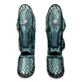 Steel Blue Snakeskin Print Muay Thai Shin Guards