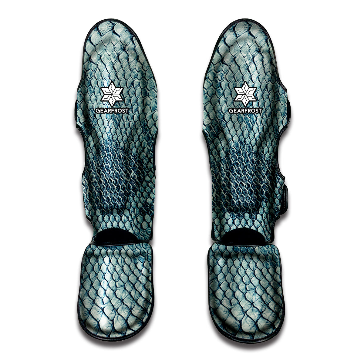 Steel Blue Snakeskin Print Muay Thai Shin Guard