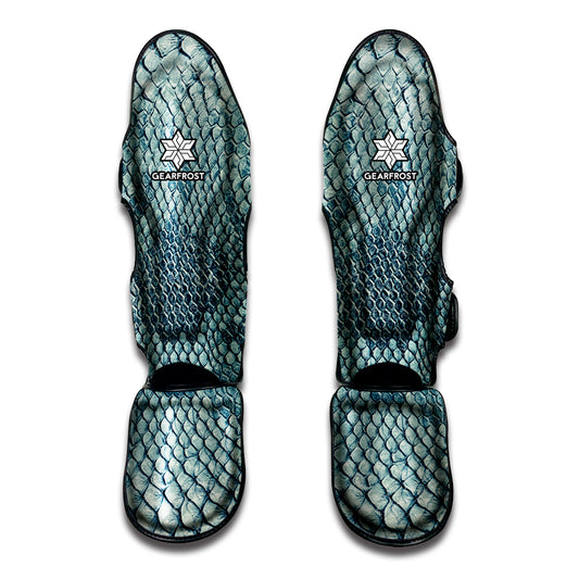 Steel Blue Snakeskin Print Muay Thai Shin Guard