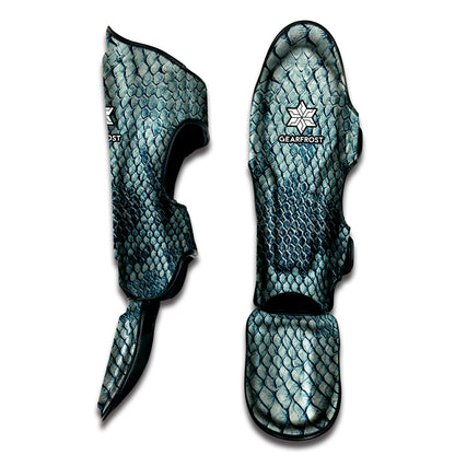 Steel Blue Snakeskin Print Muay Thai Shin Guard