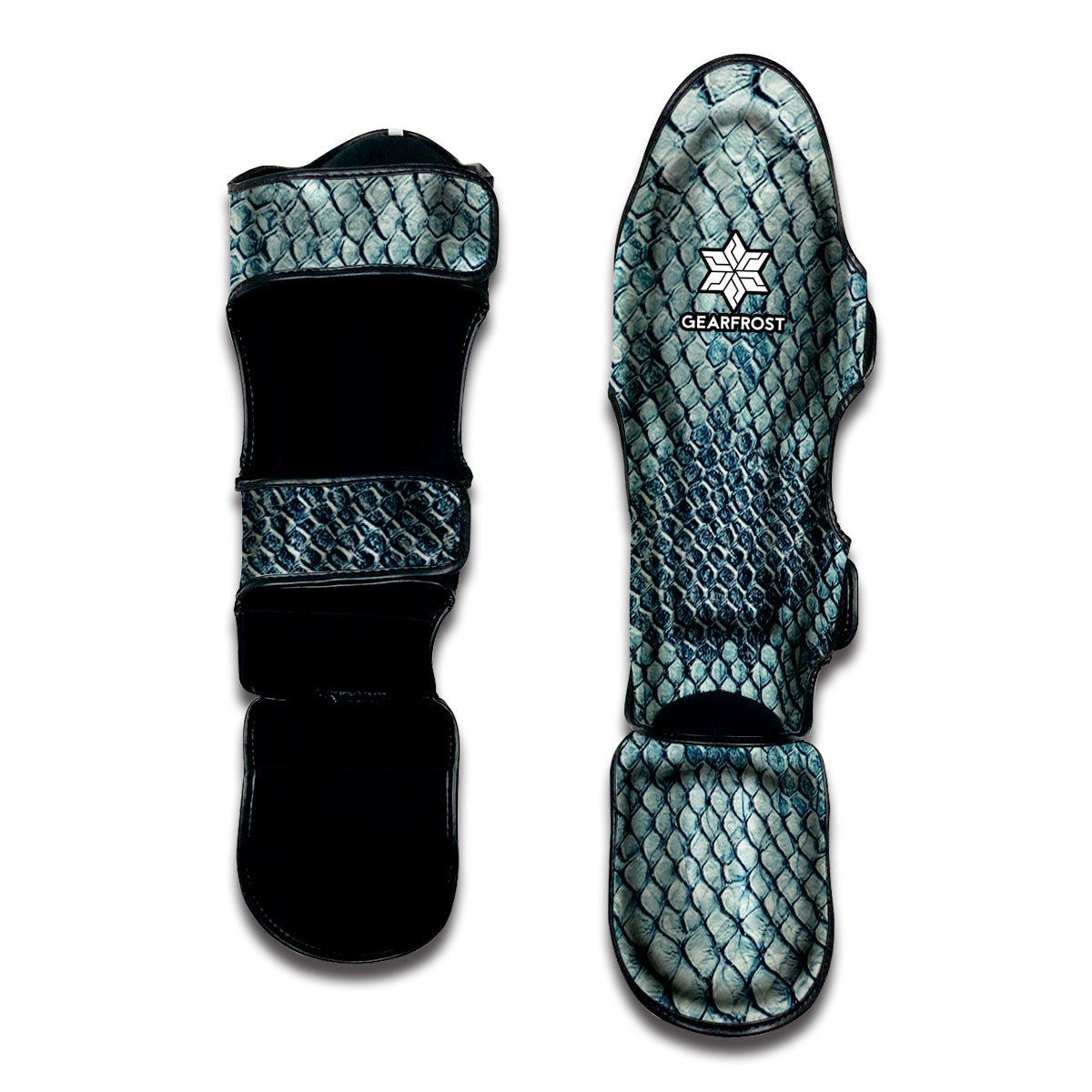 Steel Blue Snakeskin Print Muay Thai Shin Guard