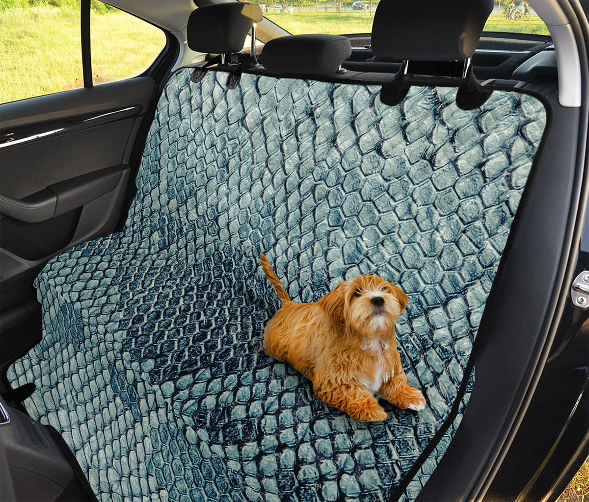 Steel Blue Snakeskin Print Pet Car Back Seat Cover