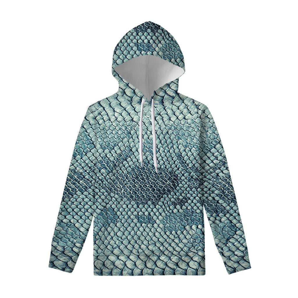 Steel Blue Snakeskin Print Pullover Hoodie