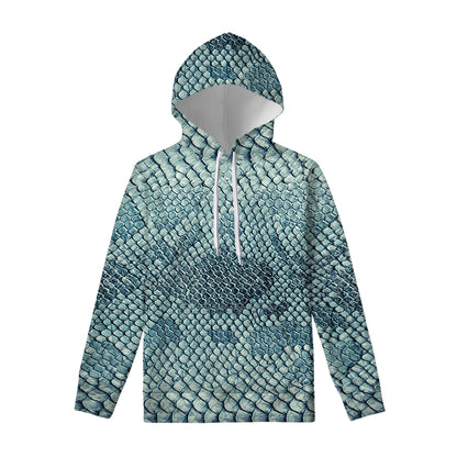 Steel Blue Snakeskin Print Pullover Hoodie