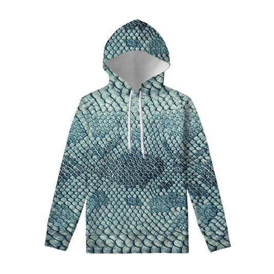 Steel Blue Snakeskin Print Pullover Hoodie