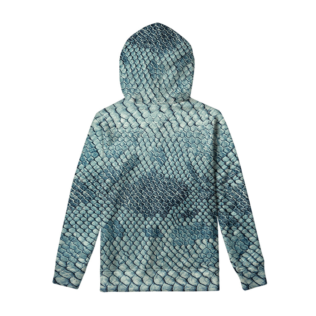 Steel Blue Snakeskin Print Pullover Hoodie