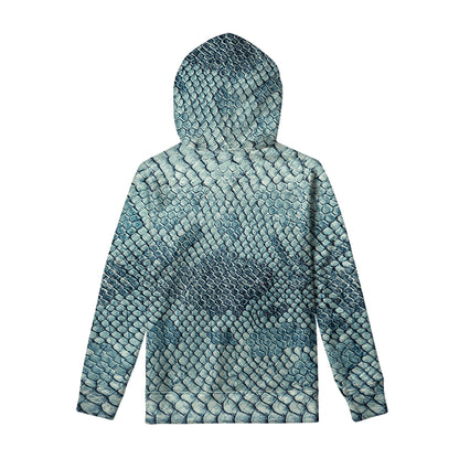 Steel Blue Snakeskin Print Pullover Hoodie