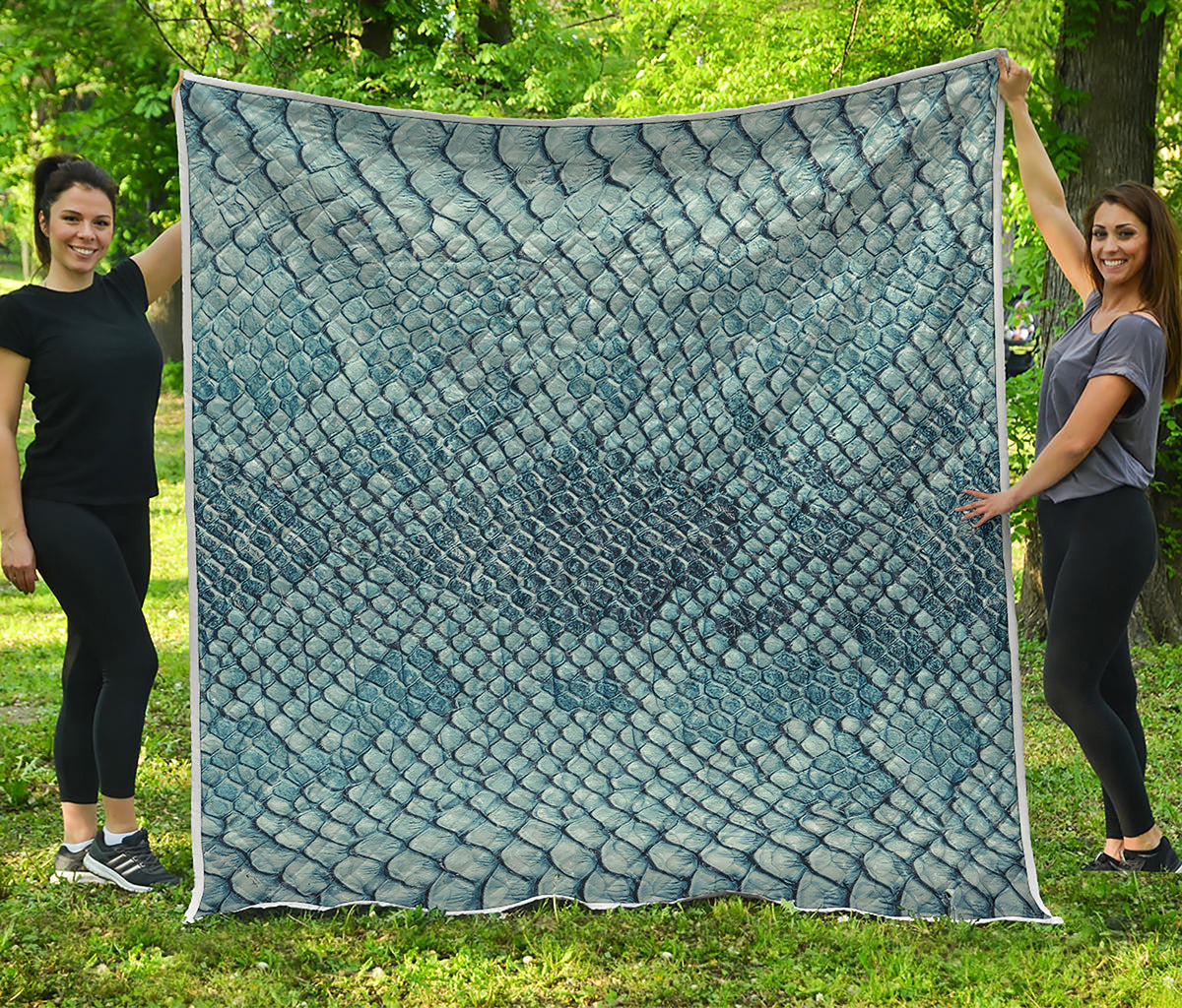 Steel Blue Snakeskin Print Quilt