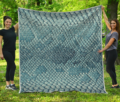 Steel Blue Snakeskin Print Quilt
