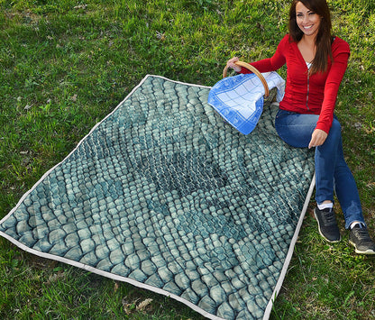 Steel Blue Snakeskin Print Quilt