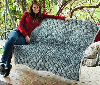 Steel Blue Snakeskin Print Quilt