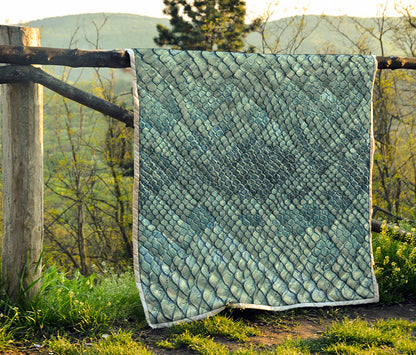 Steel Blue Snakeskin Print Quilt