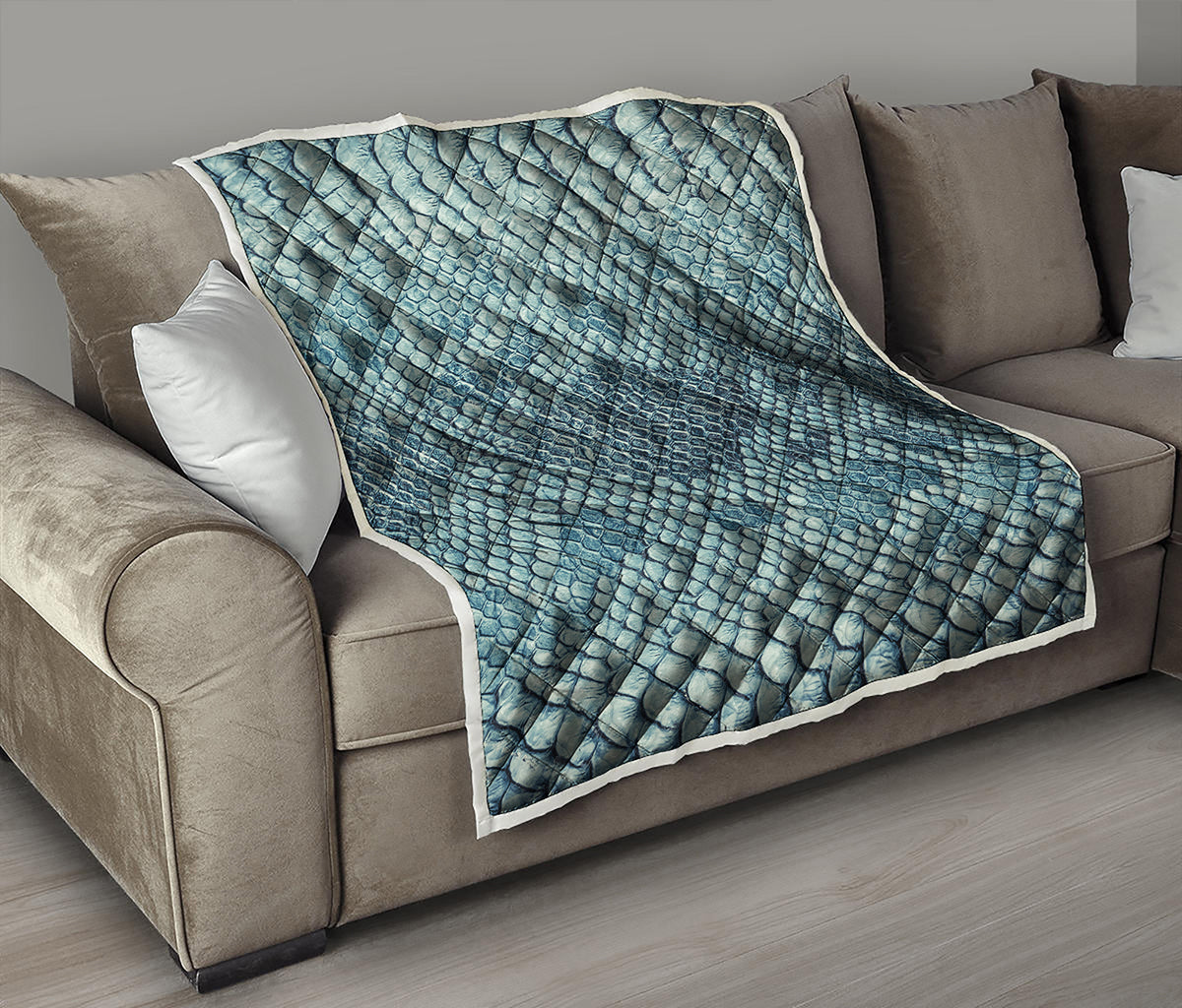 Steel Blue Snakeskin Print Quilt