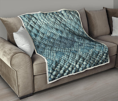 Steel Blue Snakeskin Print Quilt