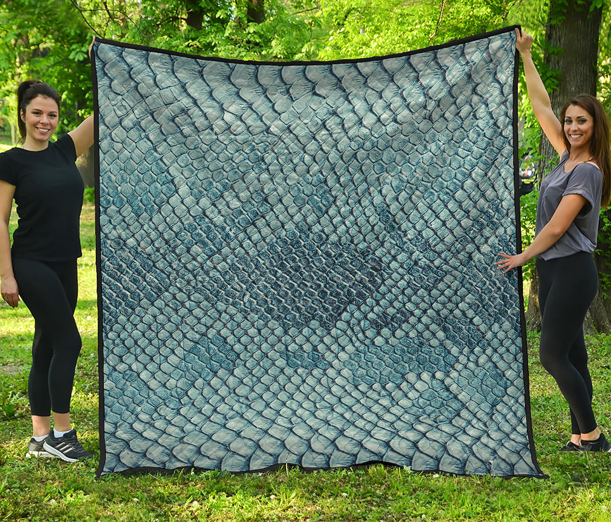 Steel Blue Snakeskin Print Quilt