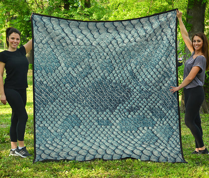 Steel Blue Snakeskin Print Quilt