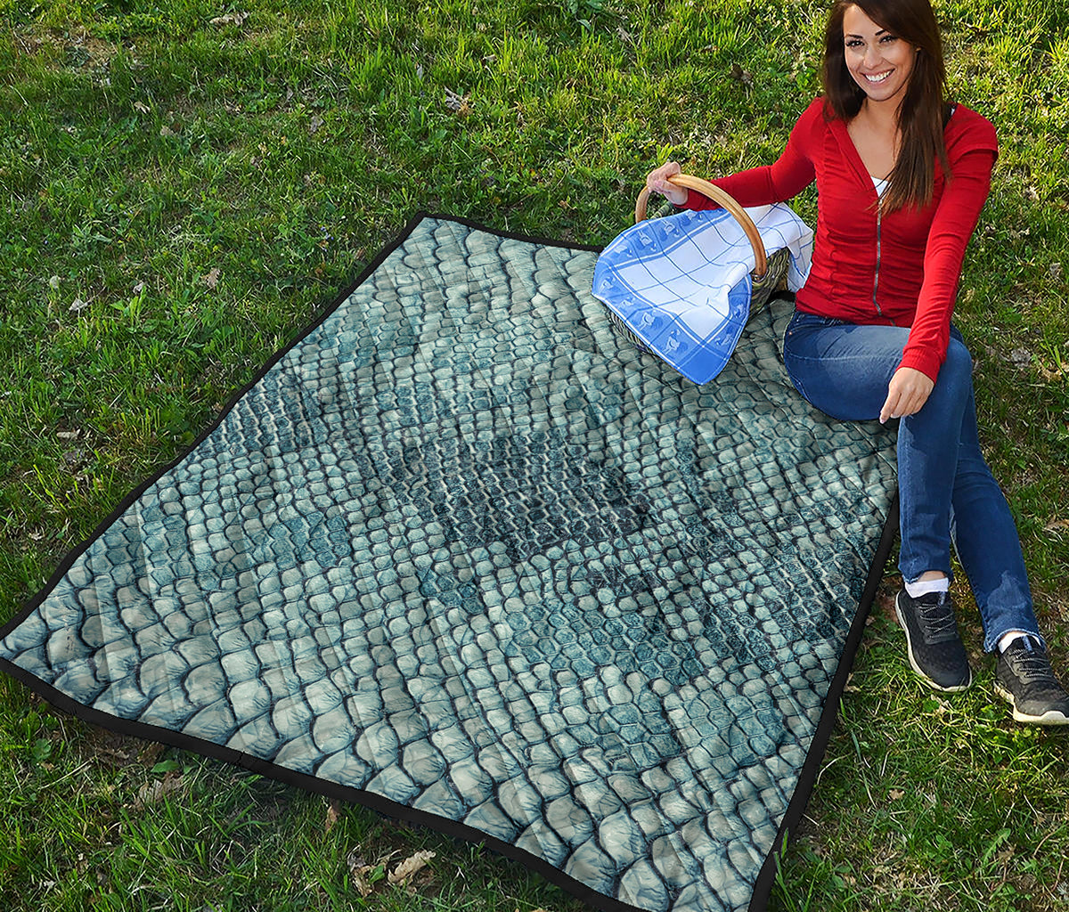 Steel Blue Snakeskin Print Quilt