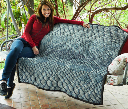 Steel Blue Snakeskin Print Quilt