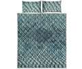 Steel Blue Snakeskin Print Quilt Bed Set