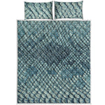 Steel Blue Snakeskin Print Quilt Bed Set