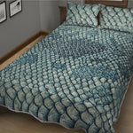 Steel Blue Snakeskin Print Quilt Bed Set
