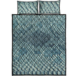 Steel Blue Snakeskin Print Quilt Bed Set