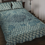 Steel Blue Snakeskin Print Quilt Bed Set