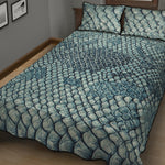 Steel Blue Snakeskin Print Quilt Bed Set