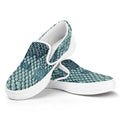 Steel Blue Snakeskin Print White Slip On Sneakers