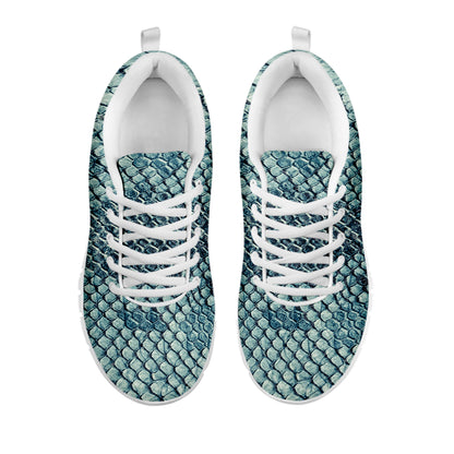 Steel Blue Snakeskin Print White Sneakers