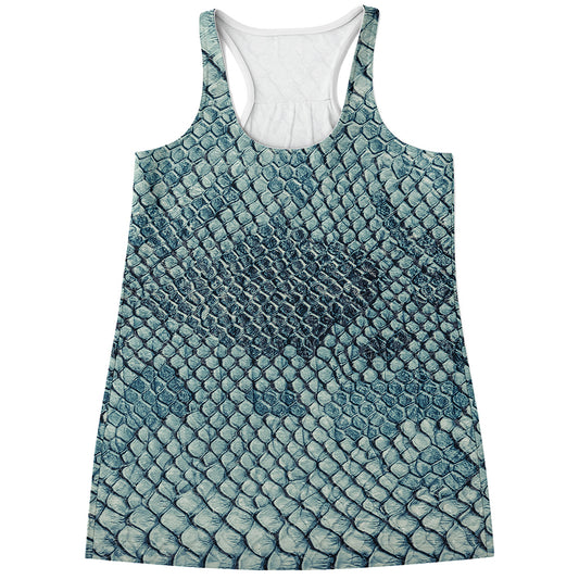 Steel Blue Snakeskin Print Women's Racerback Tank Top